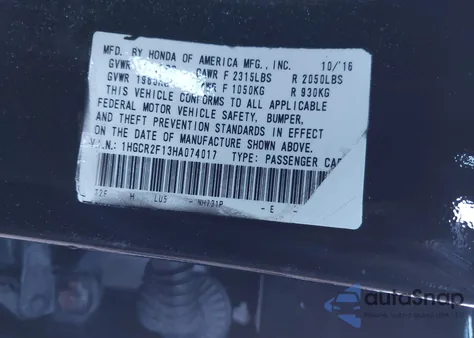 2017 Honda Accord Sport Se z USA, uszkodzony, nr VIN 1HGCR2F13HA074017